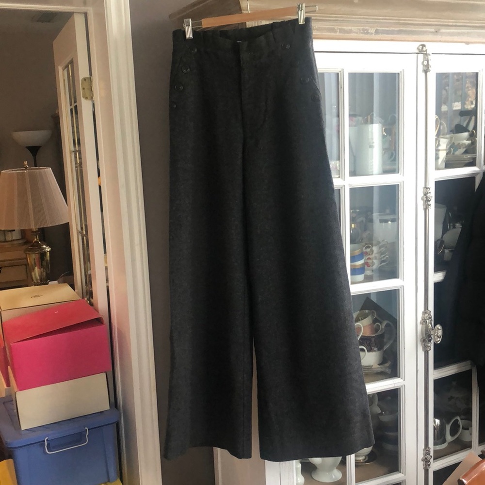 DAUGHTERS OF THE LIBERATION Charcoal Wool High Waisted Pants, 4